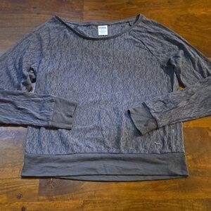 VS PINK Sheer Lace Long Sleeve GrayTop Size Small